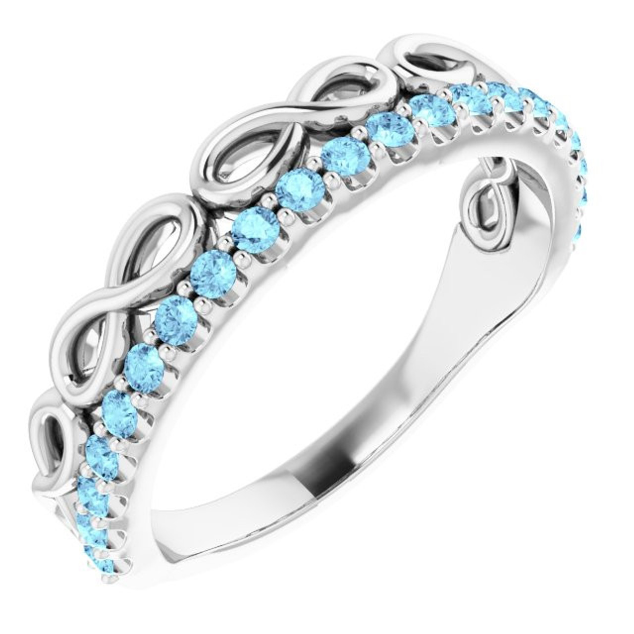 Oval cut Aquamarine Eternity Bands in Sterling Silver | Diamondere